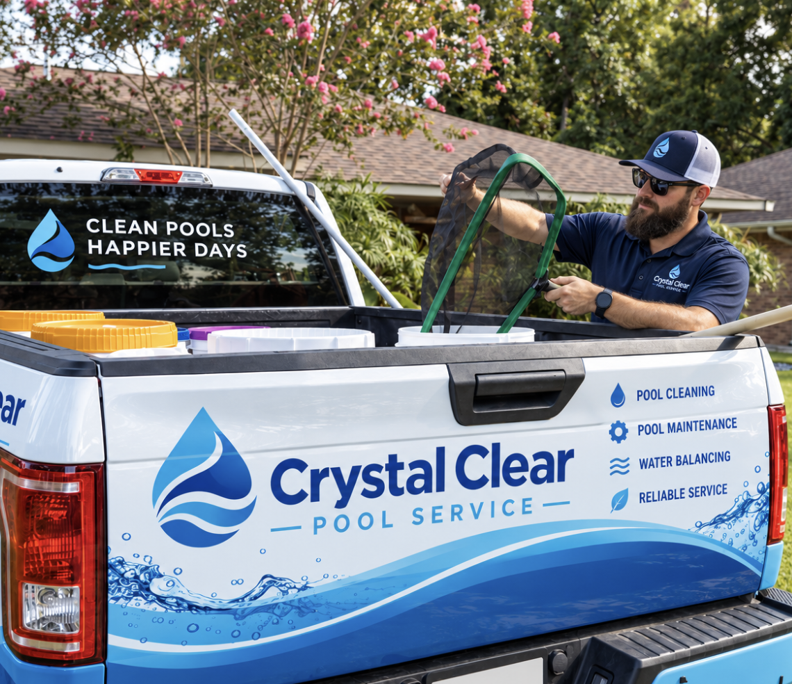Crystal Clear Pool Service truck