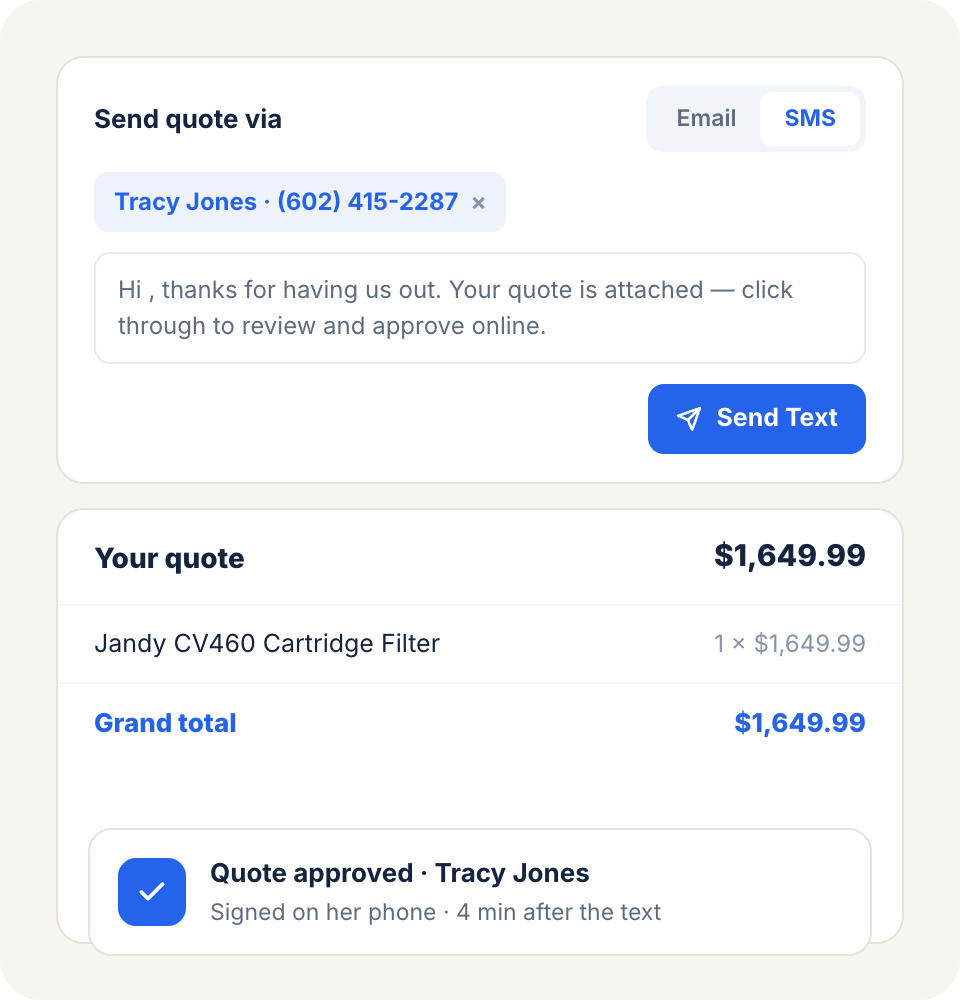 Send job quotes by text,