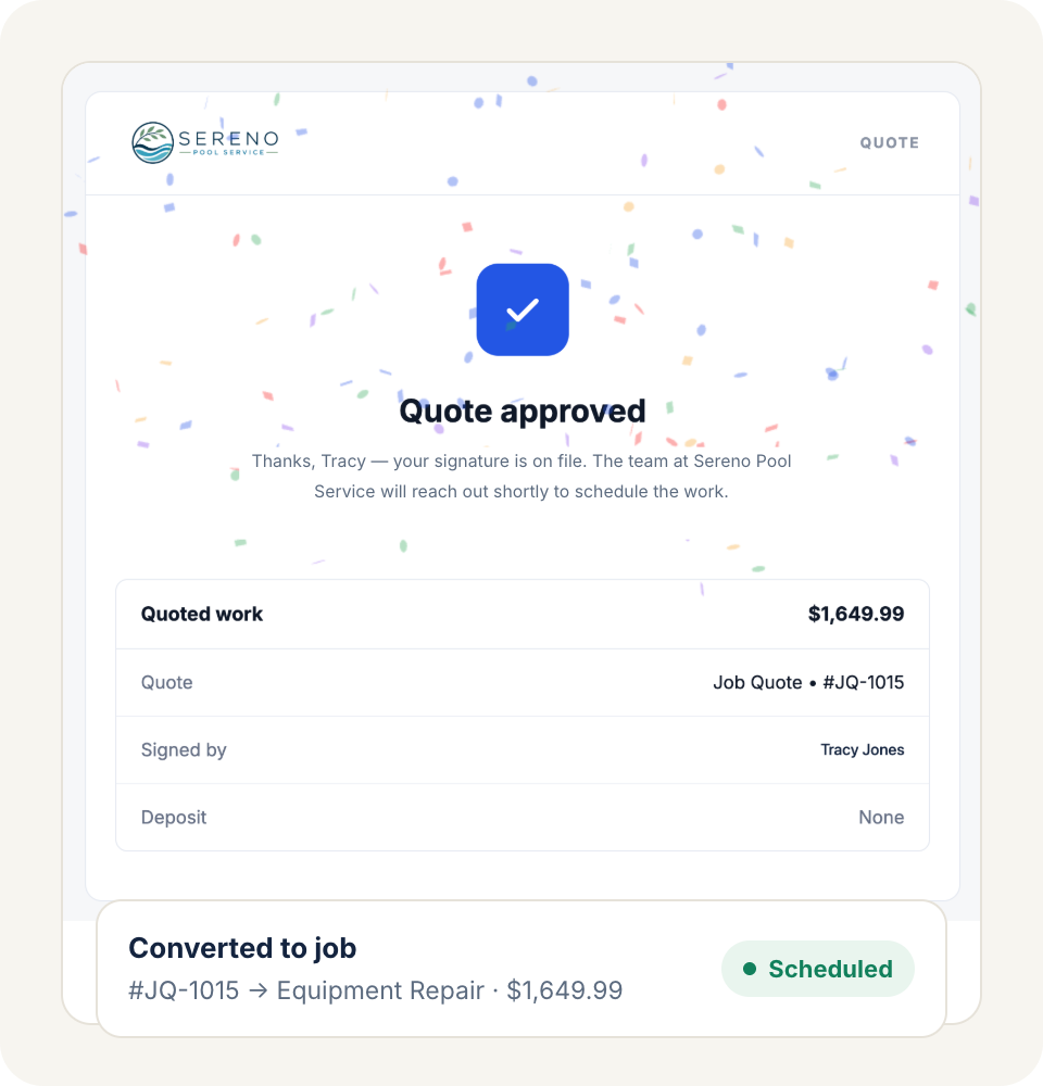 Approved to job scheduled.